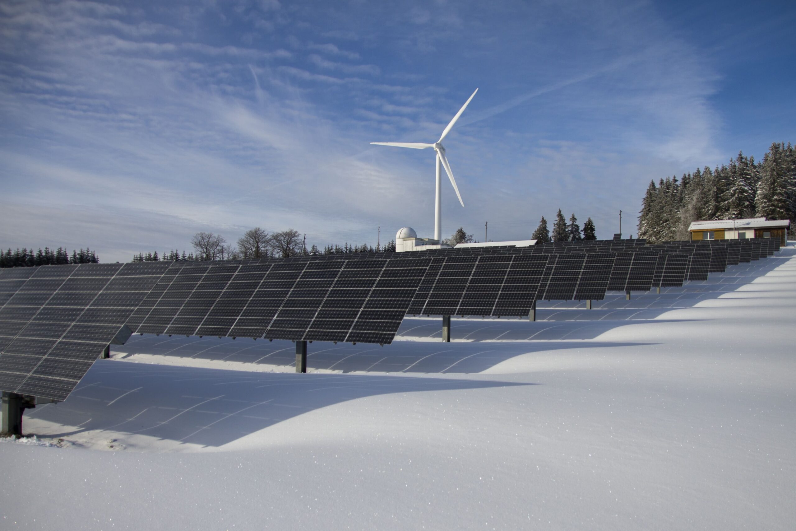 solar panels in the Winter